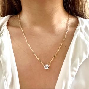 Rounded diamond gold plated necklace
